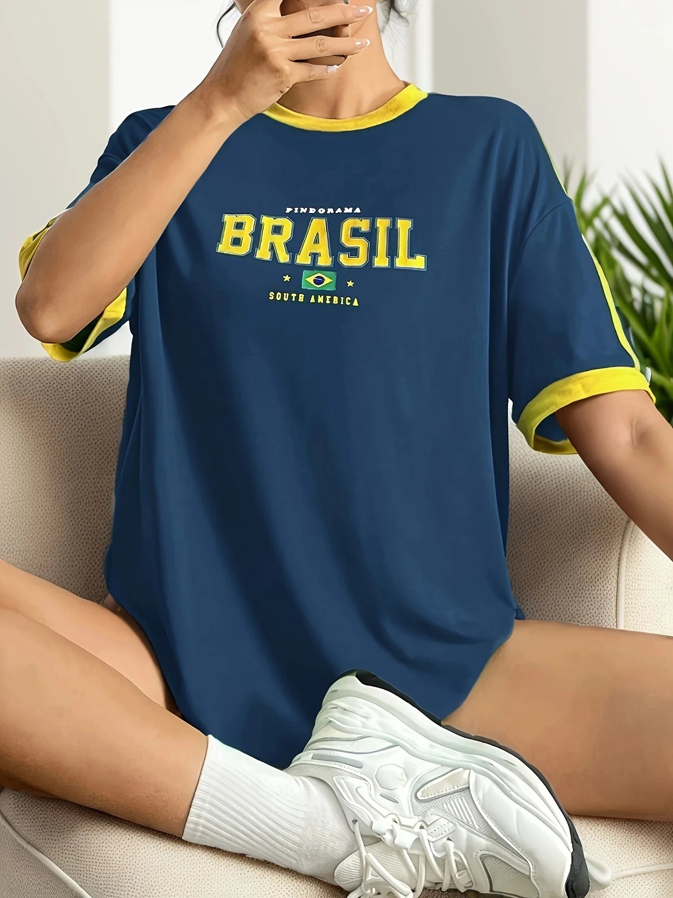 Brazil Letter Print Green T-shirt Women Summer Harajuku Casual Short Sleeve  Girl  Tops Grunge Aesthetic Streetwear Sexy Tees