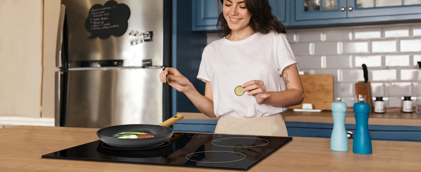 NOXTON Induction Hob 3-Burner, 60cm Built in Induction Hob, Electric Hob with Touch Control, Timer, Safety Lock, 5200Watts, wi