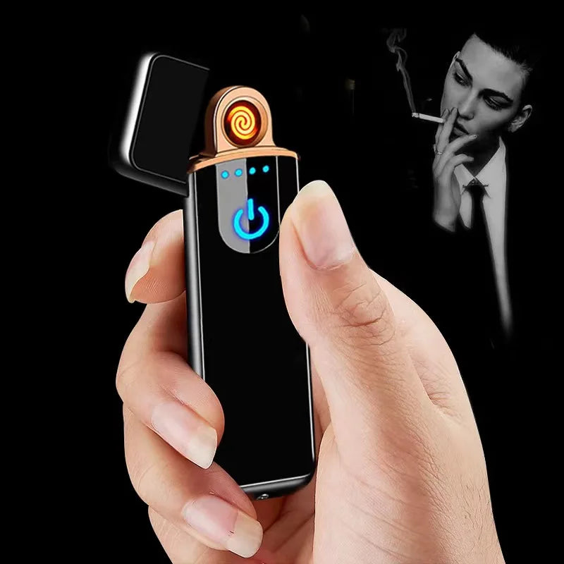 Slim USB Electric Lighter Rechargeable Touch Windproof Cigarette Accessories Electric Lighter Portable Cigarette Lighter