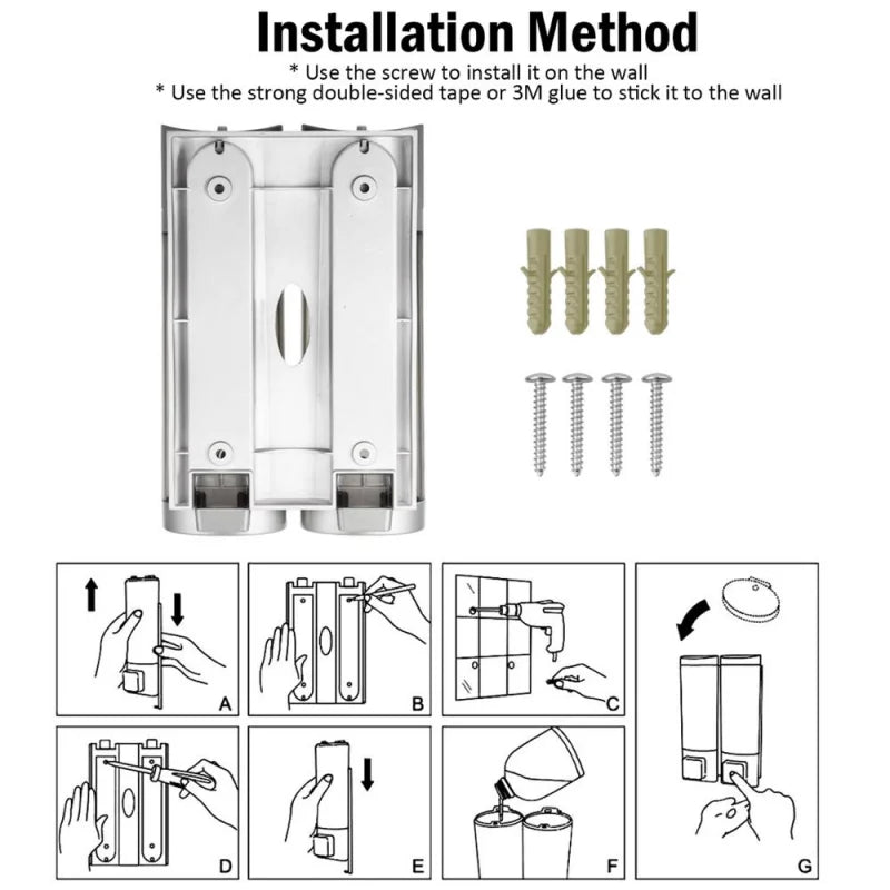 Lamgool Single/double Soap Dispenser Wall-Mount Shower Bath Shampoo Dispenser Liquid Soap Container Bathroom Accessories