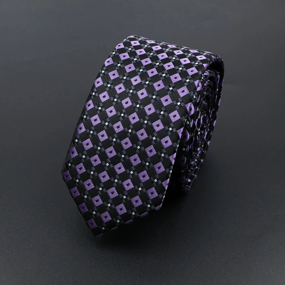 Mens 5cm Slim Tie Striped Plaid Red Black Narrow Necktie For Wedding Party Business Men Formal Suit Shirt Cravats Accessory Gift
