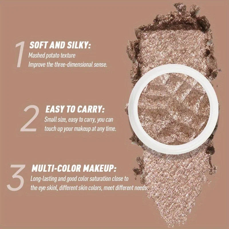 Smoky Glitter Eyeshadow Cream Makeup Mashed Potato Texture Palette Pearl Long-lasting Shimmer Metallic Eye Shadow Cosmetic