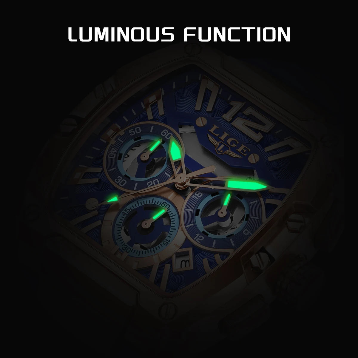 LIGE Original Brand Fashion Mens Watches Sport Military Chronograph Calendar Silicone Strap Quartz Wristwatch Relogio Masculino