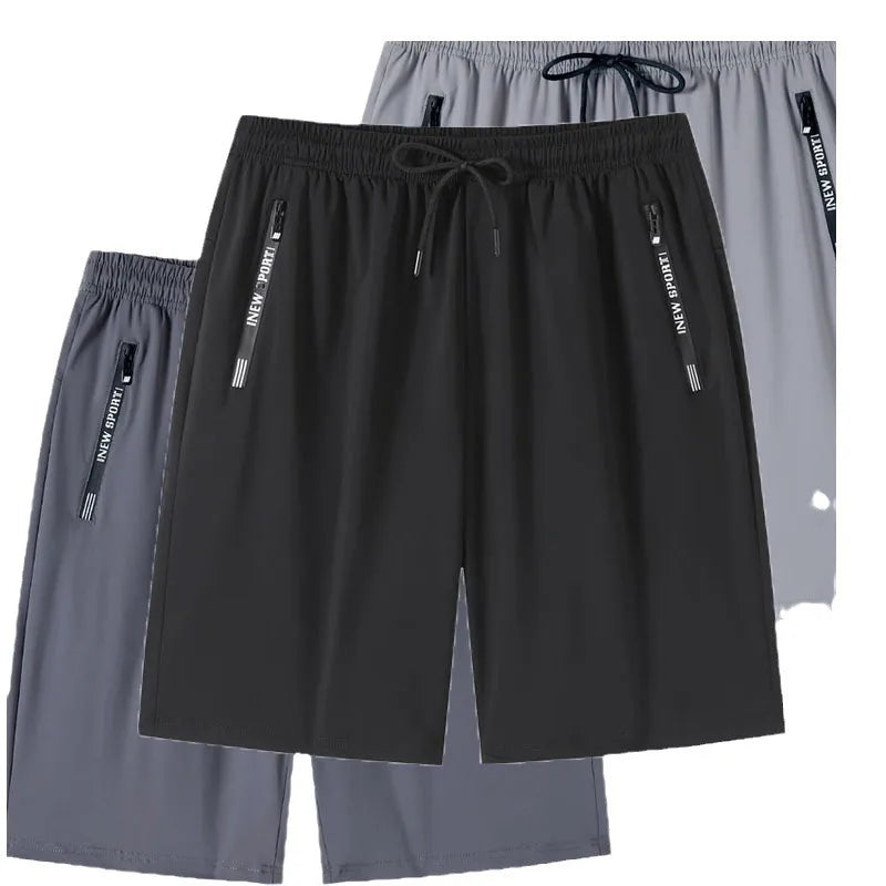 Quick Dry Shorts Men Summer Thin Short Pants Running Sports Bottom Gym Fitness Beach Zipper Pocket Loose Short Sweatpants Men