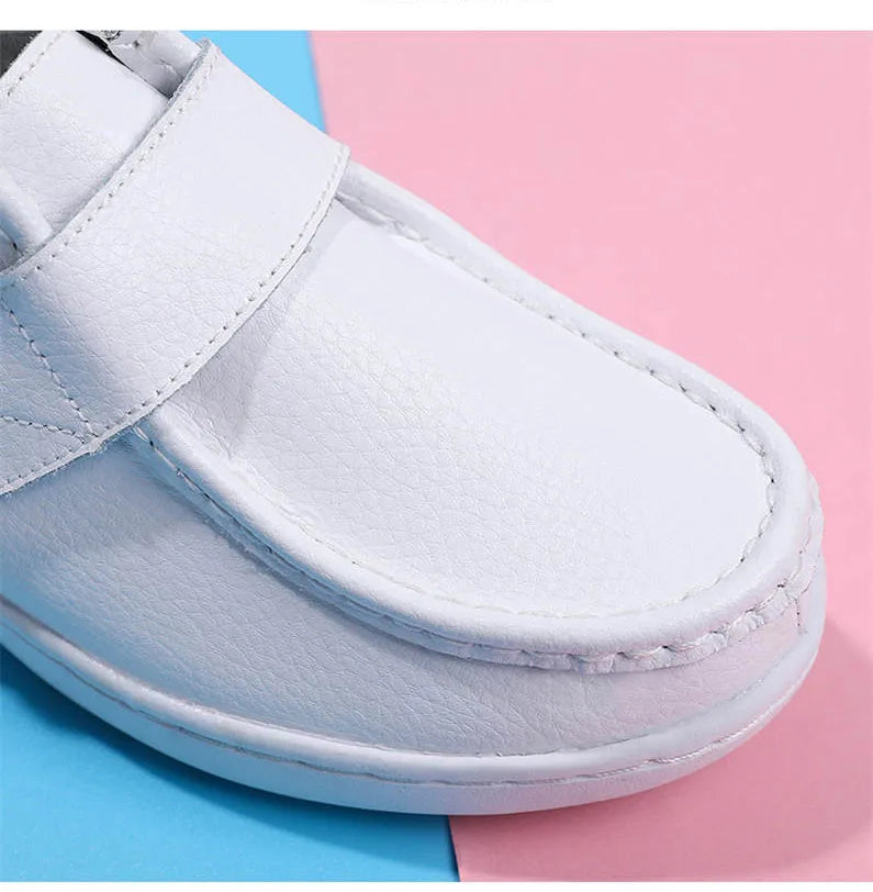 autumn and winter new fashion casual adult women's shoes Nurse shoes white flat leather fashion white  women shoes