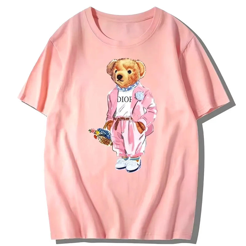 Luxury Brand Cotton TNew Bear Fashion Tshirt Unisex Short Sleeve round Neck Print Casual Style Comfortable Fit for Men And Women