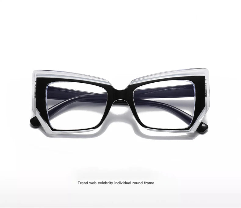 Cat Eye Anti Blue Light Glasses Women Trendy Polygonal Vintage Luxury Design Eyeglasses Ladies Fashion Irregular Square Eyewear