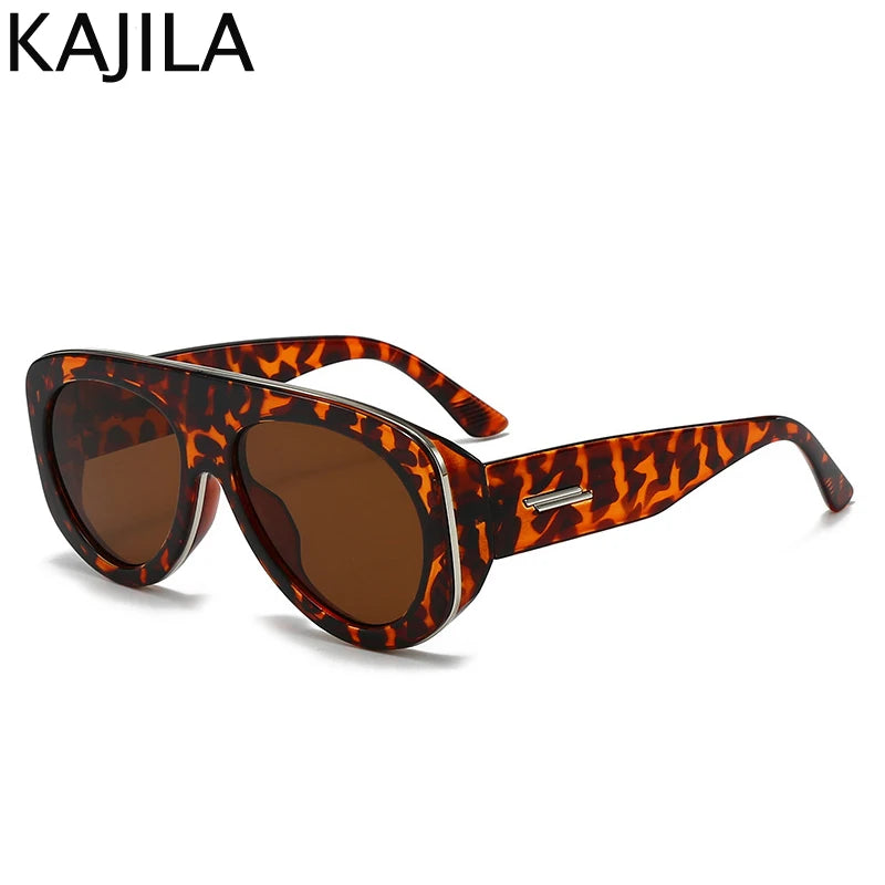 Oversized Oval Pilot Shield Sunglasses Women Big 2025 Luxury Brand Retro Y2K Punk Mirror Sun Glasses For Ladies Shades UV400