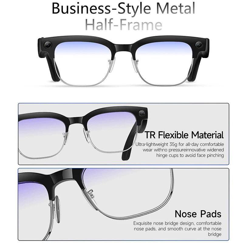AI Smart Translation Smart Glasses 8 Million HD Camera Optical Image Stabilization Dual Microphone Noise Reduction Smart Glasses
