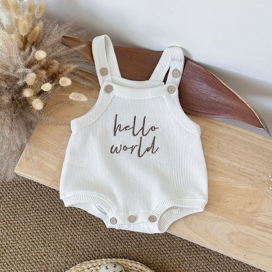 2025 Spring Newborn Baby Clothing Cotton English Embroidered Baby Jumpsuit