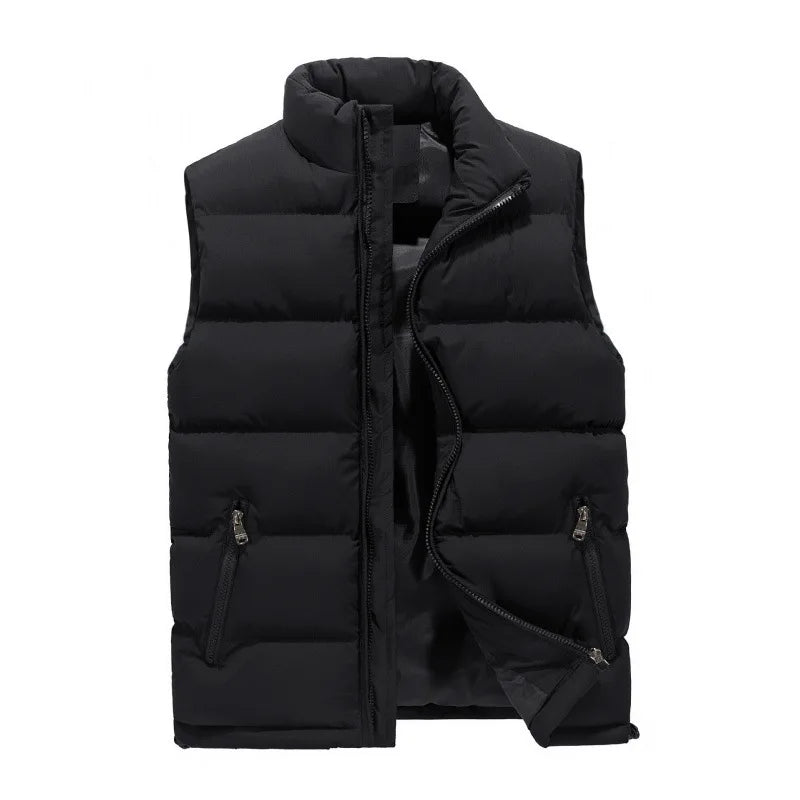 Mens Vest Jacket Warm Sleeveless Jackets Winter Waterproof Zipper Coat Autumn Stand-up Collar Casual Waistcoat Brand Clothing