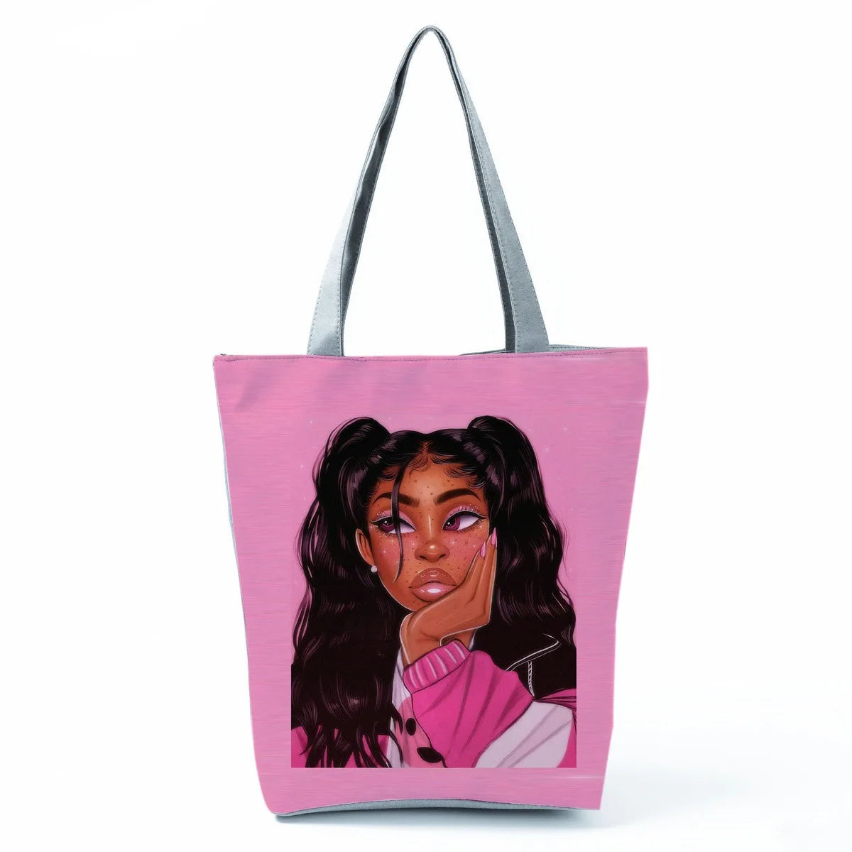Trendy Hot Sale Of The Season Large Capacity Single Shoulder Printed Women's Bag Cool Afro Girl Design Polyester Material Zip...