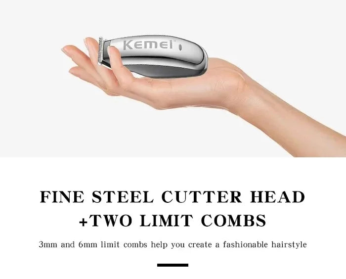 Kemei Mini Electric Hair Clipper Men's Hair/Beard Trimmers Portable Travel Haircut Machine Rechargeable Carving Clipper KM-666C