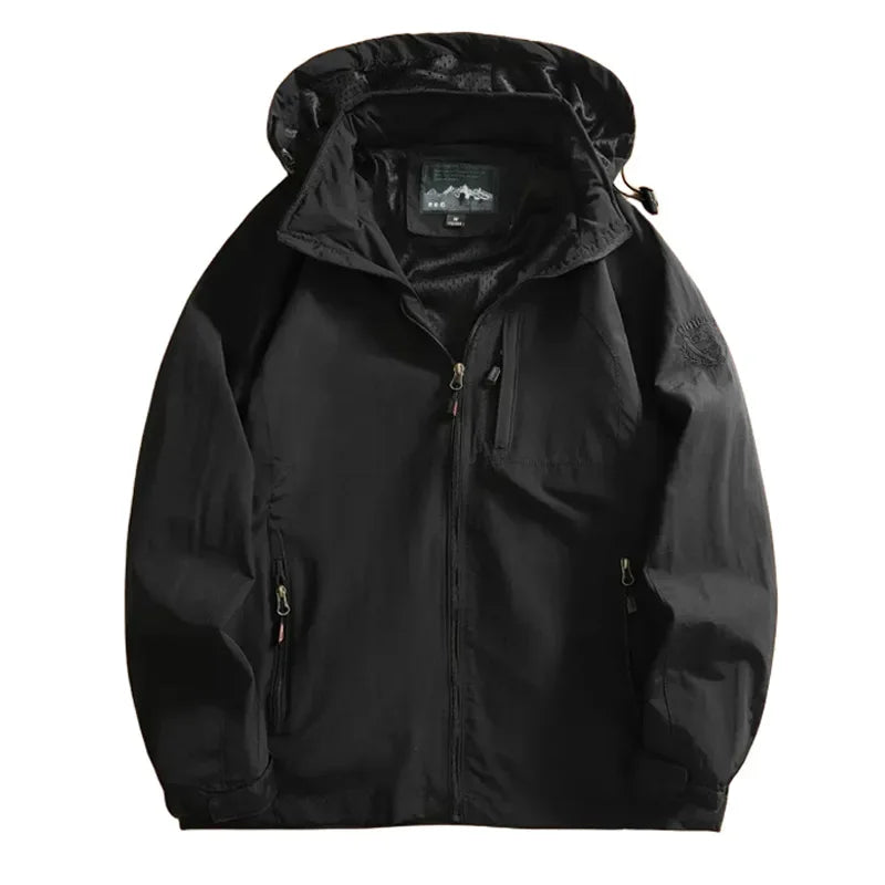 Men's Jacket Spring and Autumn Three Proof Fashion Casual Loose Hooded Professional Outdoor Windproof Windbreaker Coat