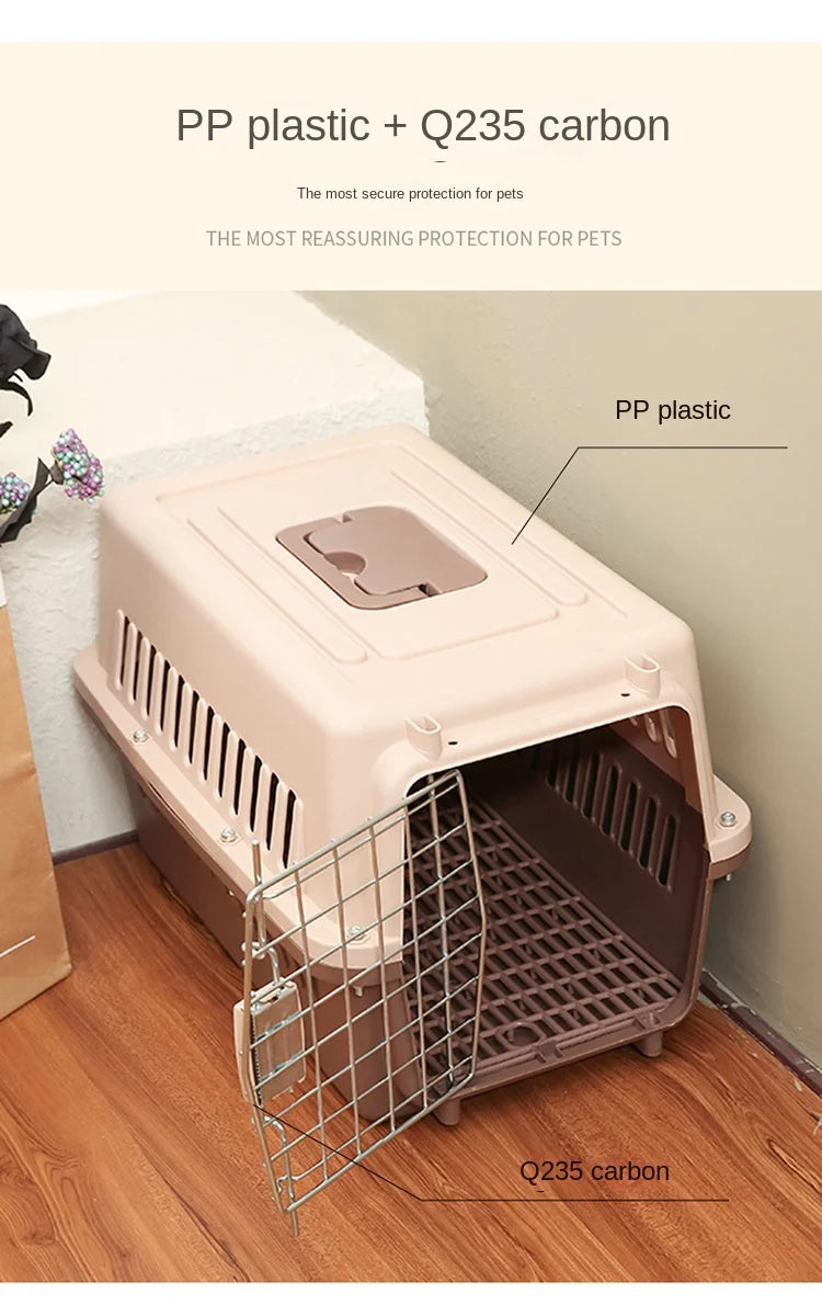 Outdoor Large Plastic Cat CageLarge Airline Pet CageCat Shipping Box Portable Pet Supplies