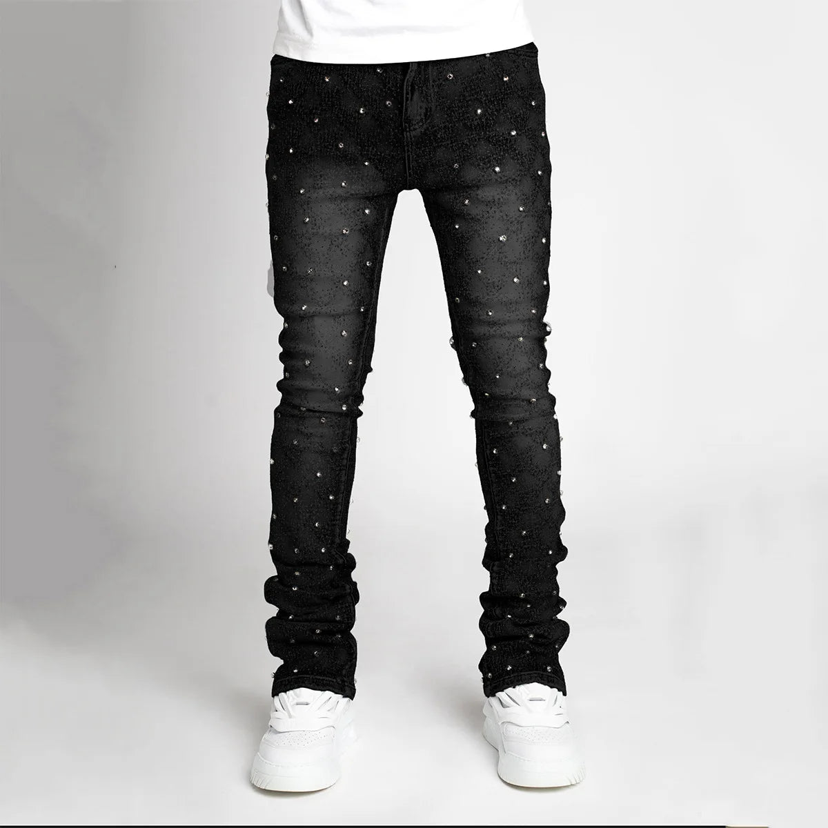 Jeans Denim Men Long Pants Flare Pant Hole Sheath High Waist Casual Punk Gothic Streetwear Straight Trousers Autumn Winter