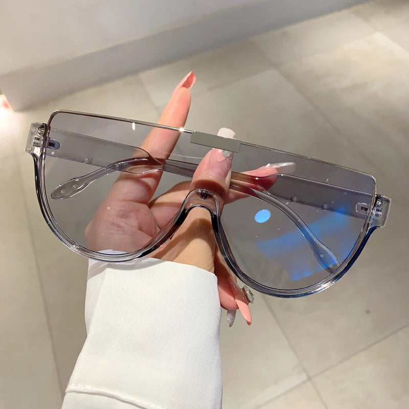 KAMMPT Vintage Semi-round Sunglasses Women Fashion Monoblock Outdoor Goggle Shades Ins Trending 2023 New Design UV400 Eyewear
