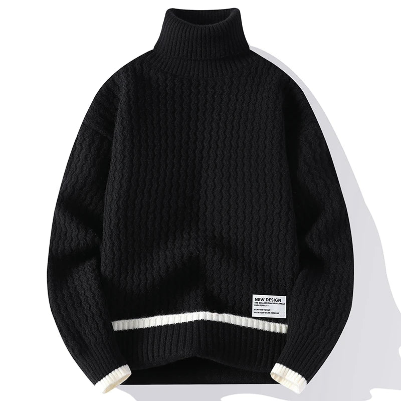 2024 Autumn Men's wool pullovers Men's Solid color high collar Sweater  mens thicken Warm Men Knitted Sweater full size M-4XL