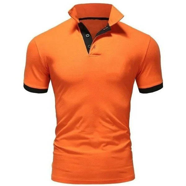 Men's Solid Color Short Sleeve T-Shirt Collar Polo Comfortable Breathable Fashion Basic Fit for Spring/Summer