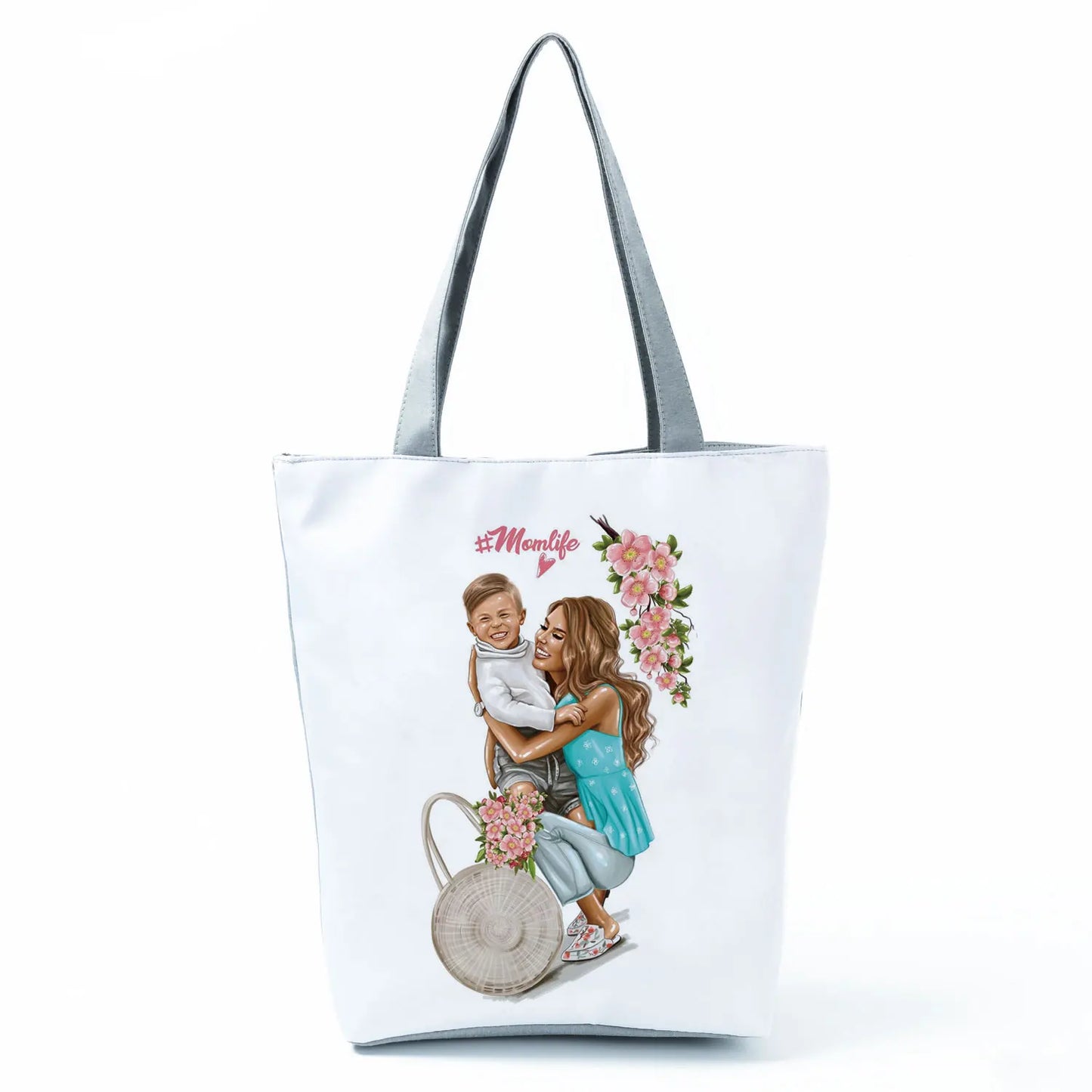 Golden Afro Woman Printed Handbags Pretty Fashion Shoulder Bag Eco Portable Shopping Bag High Capacity Beach Bag Practical Tote