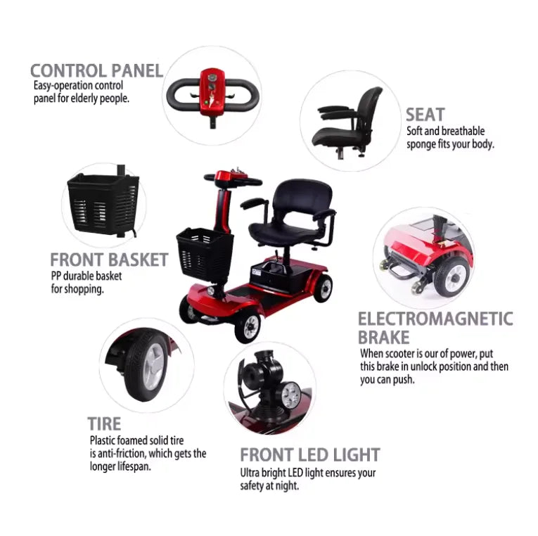 Elderly Four-Wheeled Elderly Electric Mobility Scooter Disabled Assisted Folding Family Car With Battery For Handicapped Users