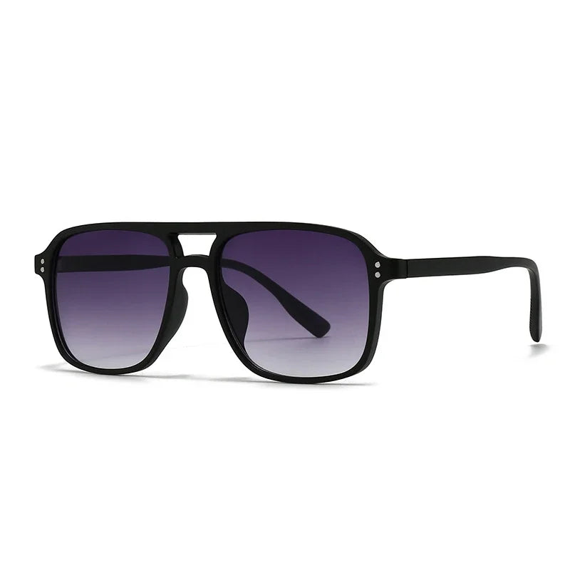 SO&EI Fashion Double Bridges Square Rivets Women Sunglasses Retro Men Gradient Shades UV400 Sun Glasses
