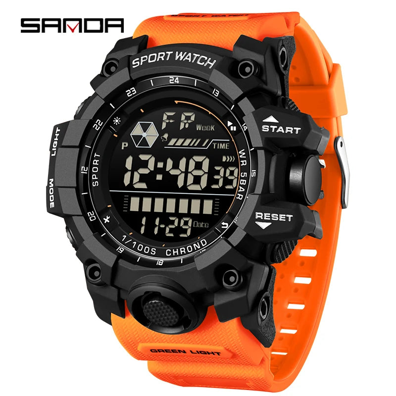 SANDA Outdoor Sports Men Watch Waterproof LED Analog Digital Show Multifunction Big Dial Electronic Wristwatch G style Male Cloc