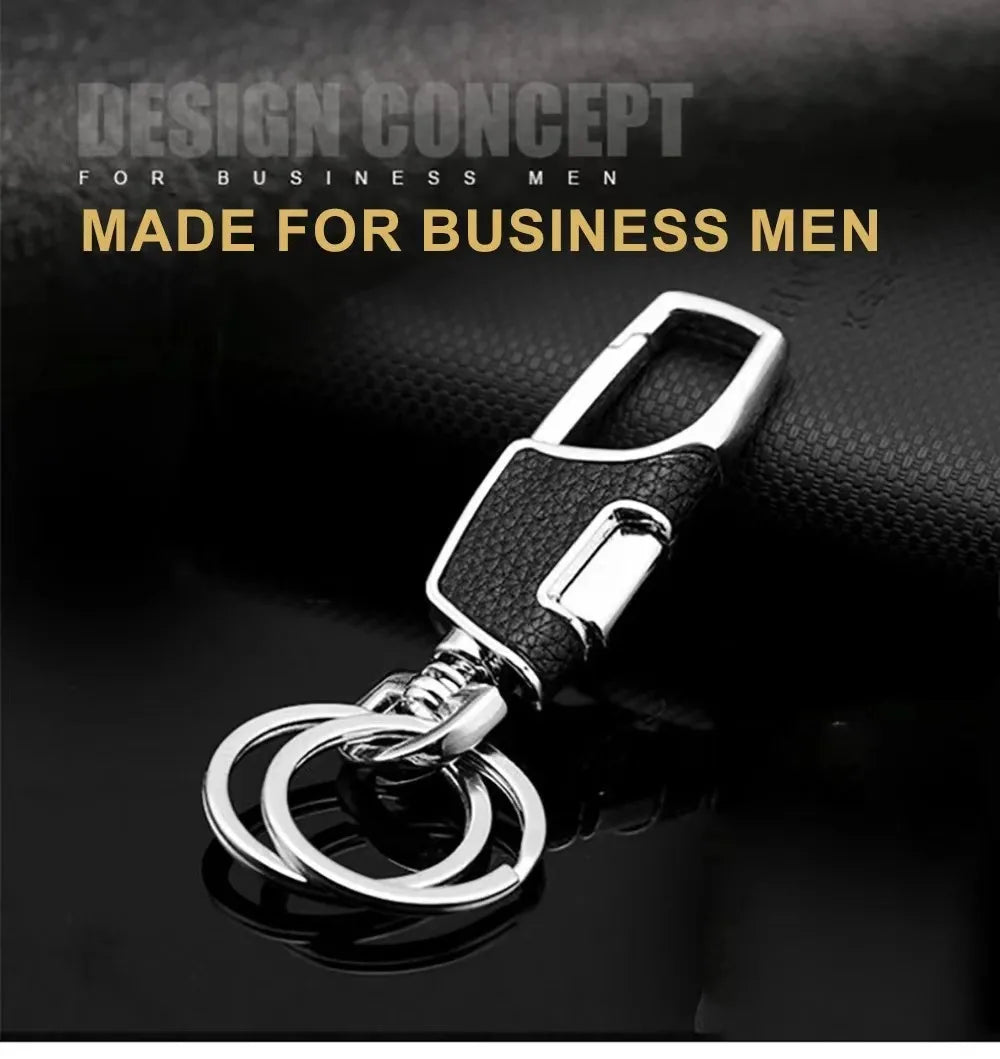 Double-ring metal keychain, simple and stylish. Thick and substantial texture, anti-lost and portable, showcasing men's taste.