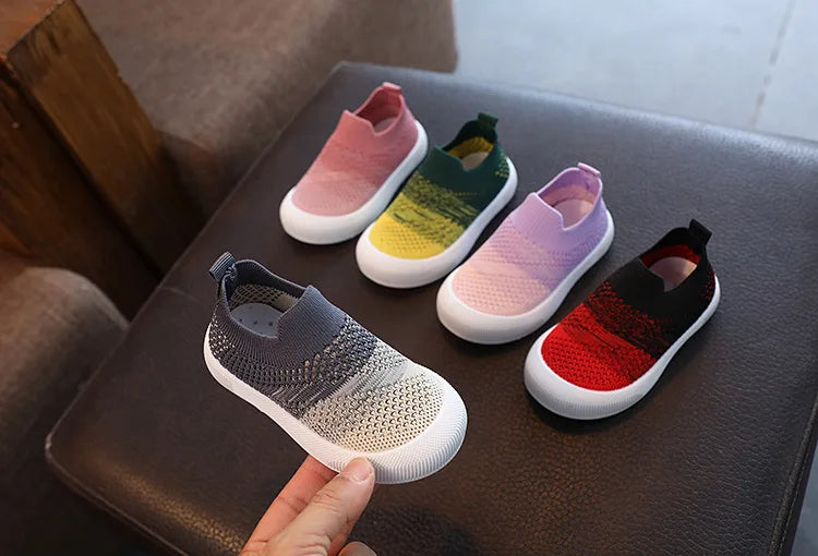 Size 20-31 Children Shoes Spring Autumn Kids Sneakers Soft Breathable Mesh Boys Slip-on Shoes Patchwork Color Girls Shoes