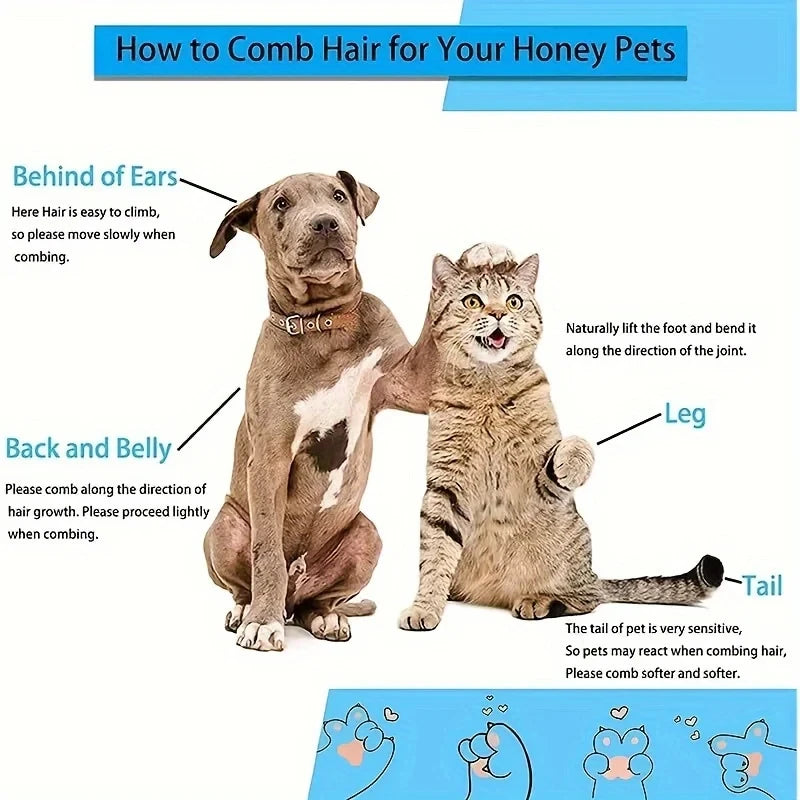 Pet Grooming Brush Gentle Deshedding Massage Comb with One-Click Hair Removal Dog Grooming for Dogs & Cats Easy-Clean
