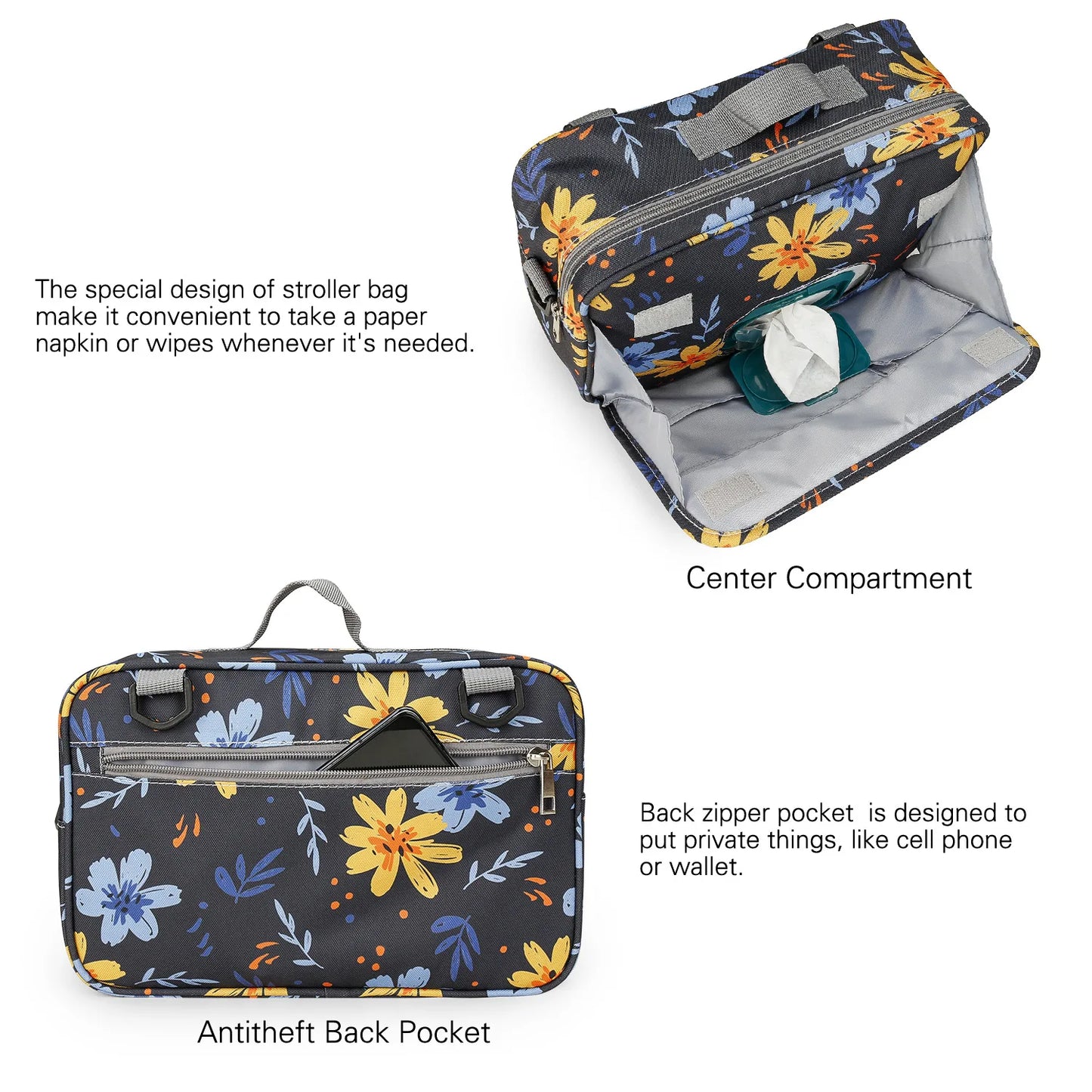 Mummy Diaper BagStroller Organizer Bags Mummy Large Capacity Travel Hanging Bag Bottle Holder Pram Diaper Bags Baby Stroller Bag