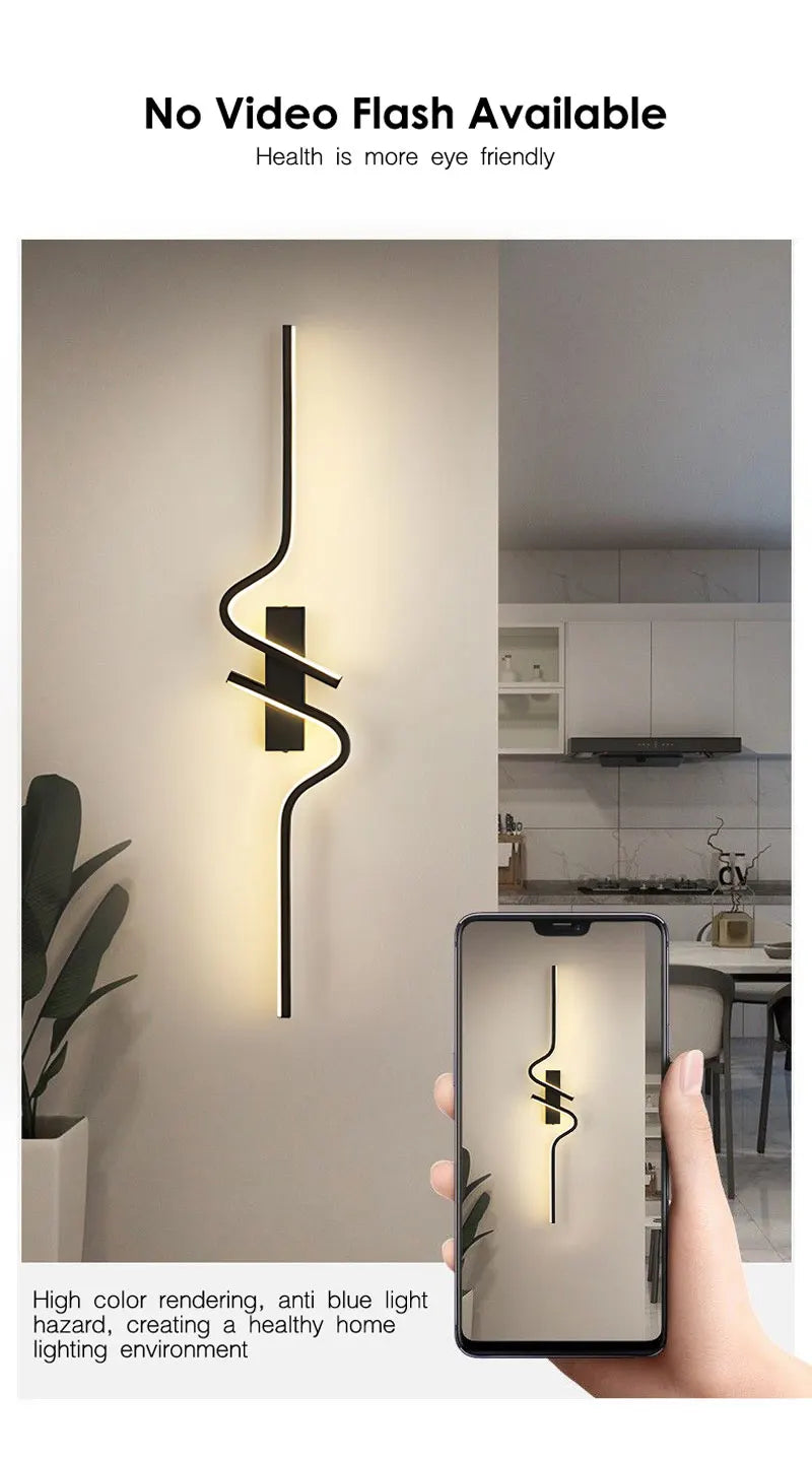 Modern LED Wall Lamps Long Strip Up and Down LED Wall Lights Bedroom Bedside Hallway Lighting Fixture AC85-265V Wall Sconce