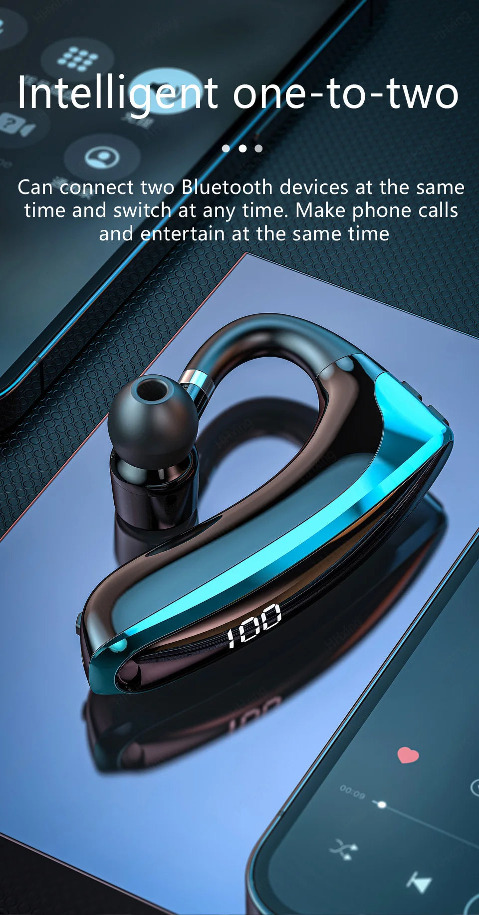 Wireless Bluetooth Headphones With Microphon Earphone ENC Noise Cancelling Handsfree Talking Headset Busines Auriculares Driving