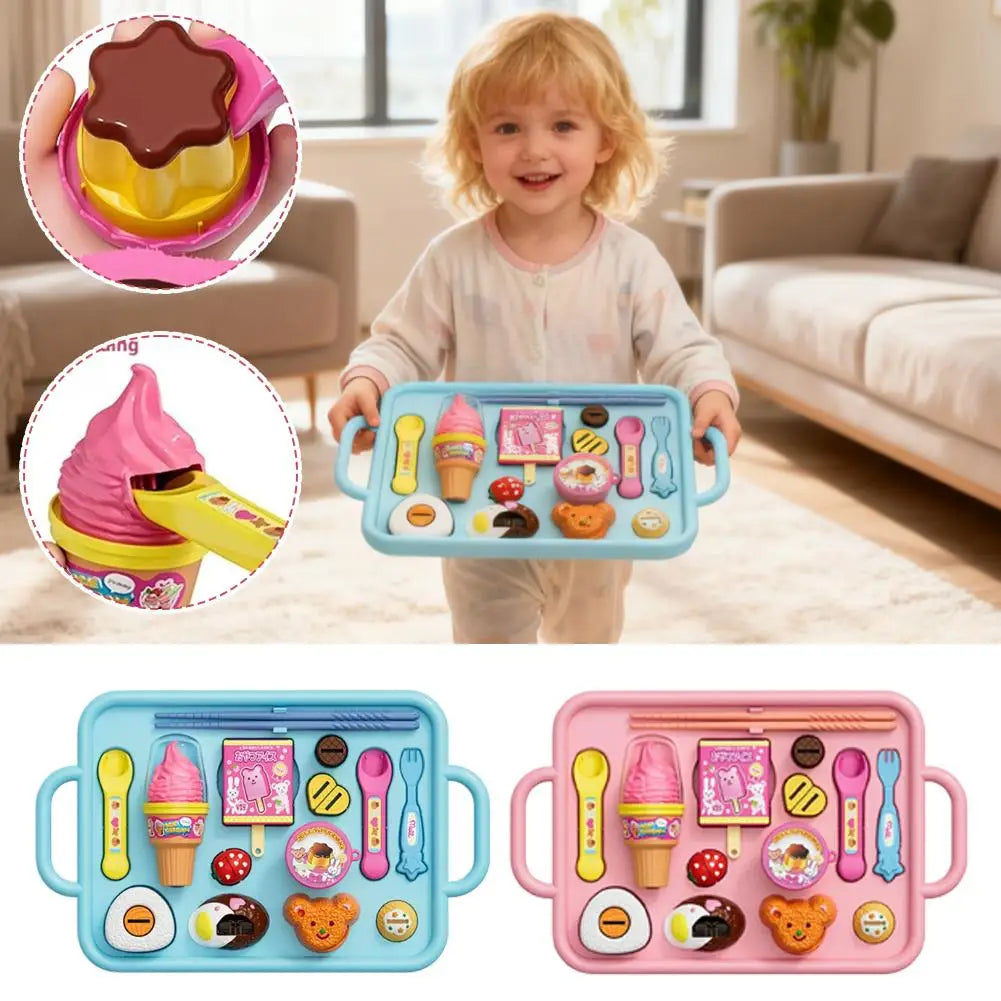 NEW Food Feeding Pudding Feeding Ice Cream Toy Set Early Education Food Platter Role Play Fun Children Girl Play House Toys Gift