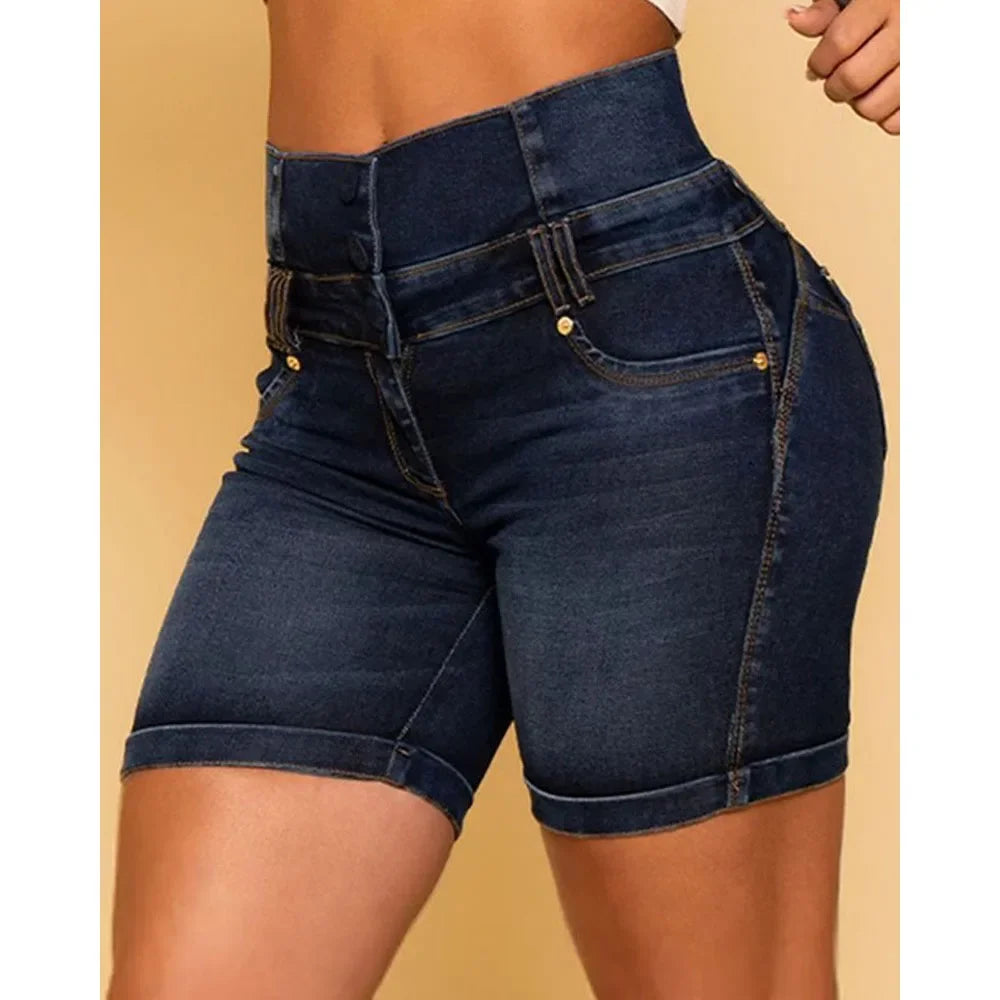 Y2K Clothing Women's Pants 2025 Spring Summer New Fashion Casual Versatile High Waist Pocket Design Denim Shorts Pantalon Femme