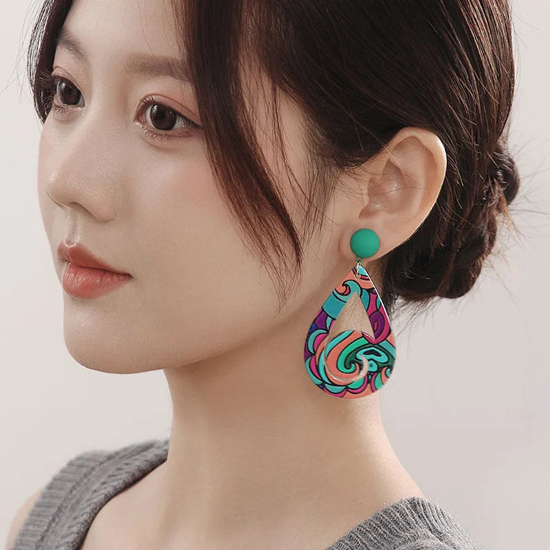 NISHIZAWA Colorful Design Earrings for Women Acrylic Water Drop Geometric Earrings