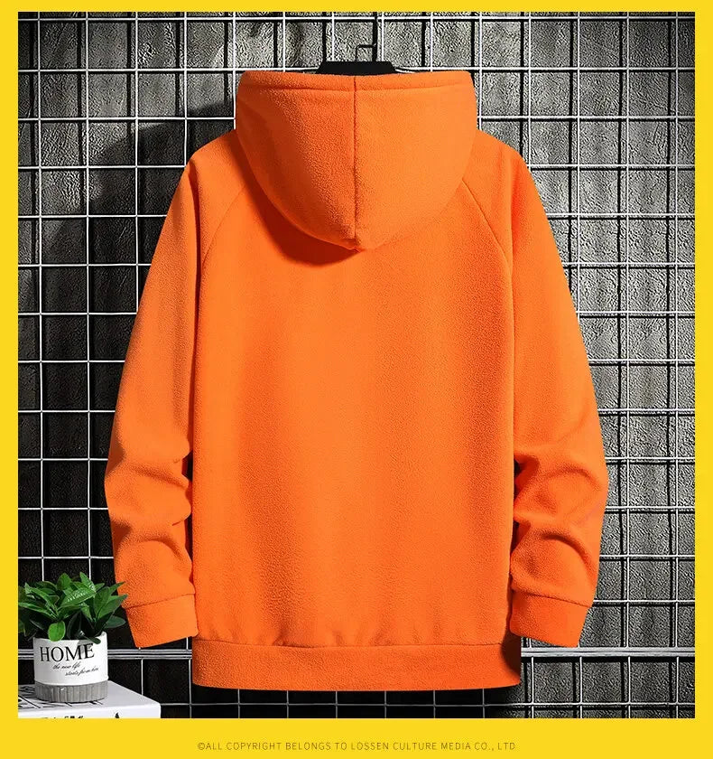 2026 Men's Thick Polar Fleece Sweatshirt Paired Couple Y2k Streetwear Autumn Winter Hood Sports Black Windproof Oversized Hoodie
