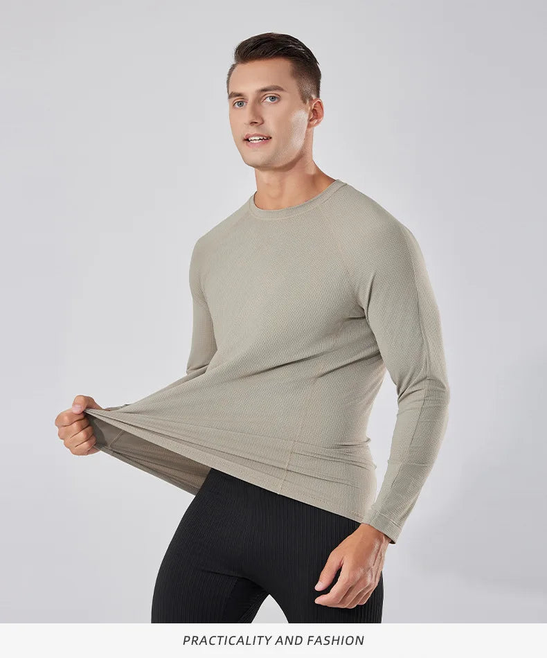 Men's Quick-Dry Breathable Long Sleeve T-Shirt Spring Autumn Thin Workout Top Outdoor Fitness Running Training Thumbhole Cuffs