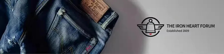 IRON HEART Indigo-Sulfide Black 634s Double Dyed 14oz Denim Jeans, One Wash