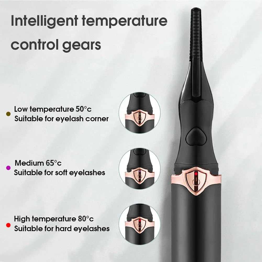 Portable Heated Eyelashes Curling Tool, Natural Fake Eye Lash, Beauty Supplies, USB, 3 Temperature Mode