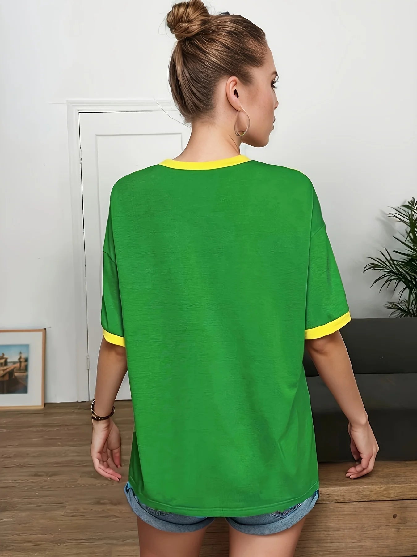Brazil Letter Print Green T-shirt Women Summer Harajuku Casual Short Sleeve  Girl  Tops Grunge Aesthetic Streetwear Sexy Tees