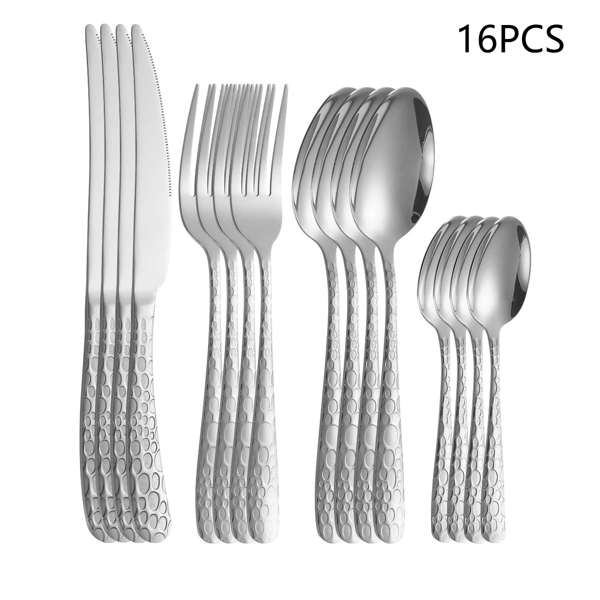 4/6/16/24pcs Silver stainless steel tableware with steak knife dinner fork soup spoon tea spoon delicate household tableware