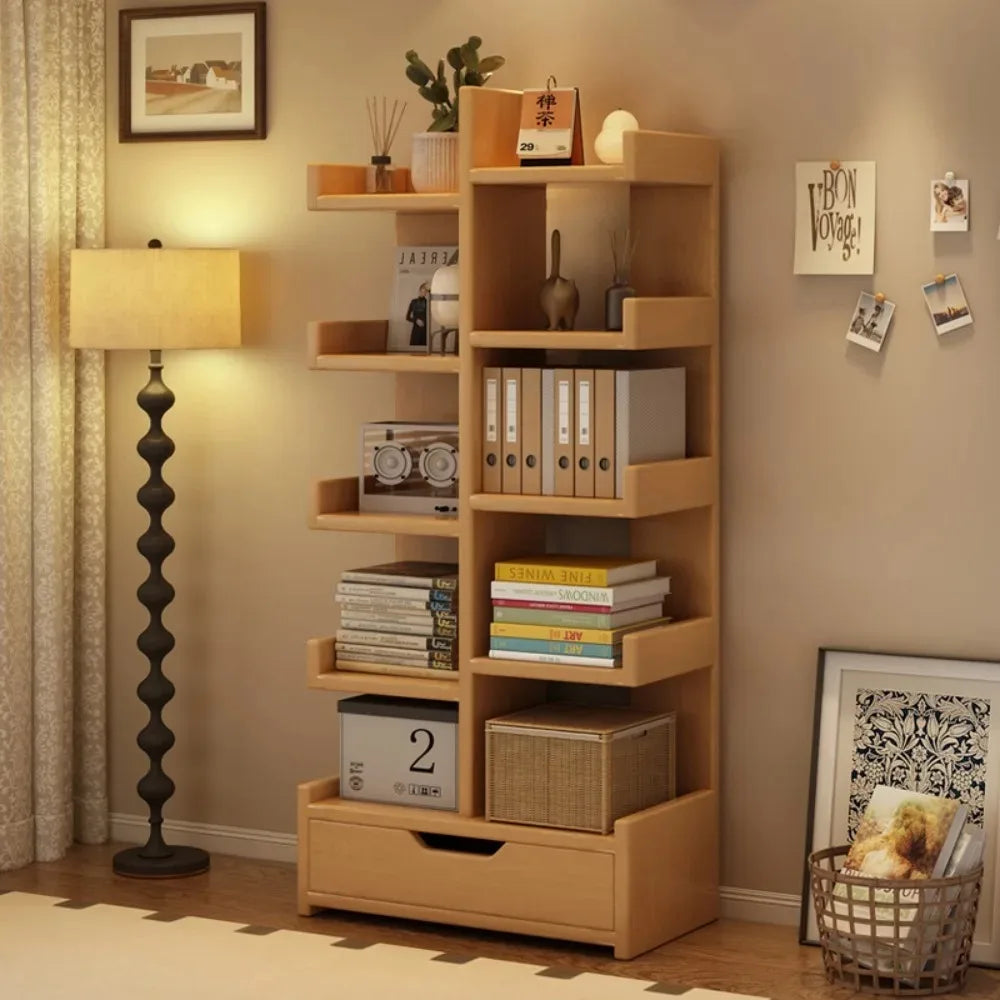 Multi-Level Bookshelf Floor Standing Storage Racks Office Display High Load-bearing Space Saving Stable and Durable Bookshelf