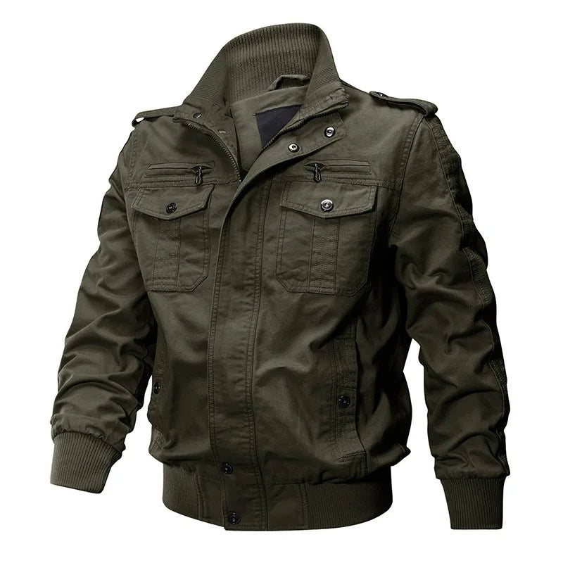 Big Size 6XL Army Cargo Jackets Men Spring Autumn Military Multi-pocket Bomber Coats Male Stand Collar Air Force Tactical Jacket