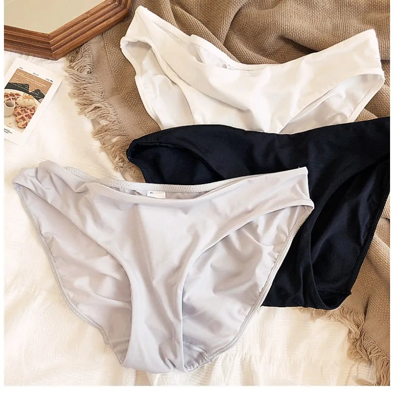 9 Color Women Seamless Panties Sexy Low Waist Milk Silk Comfort Breathable Briefs Buttock Cover Basic Shorts Ladies Lingerie