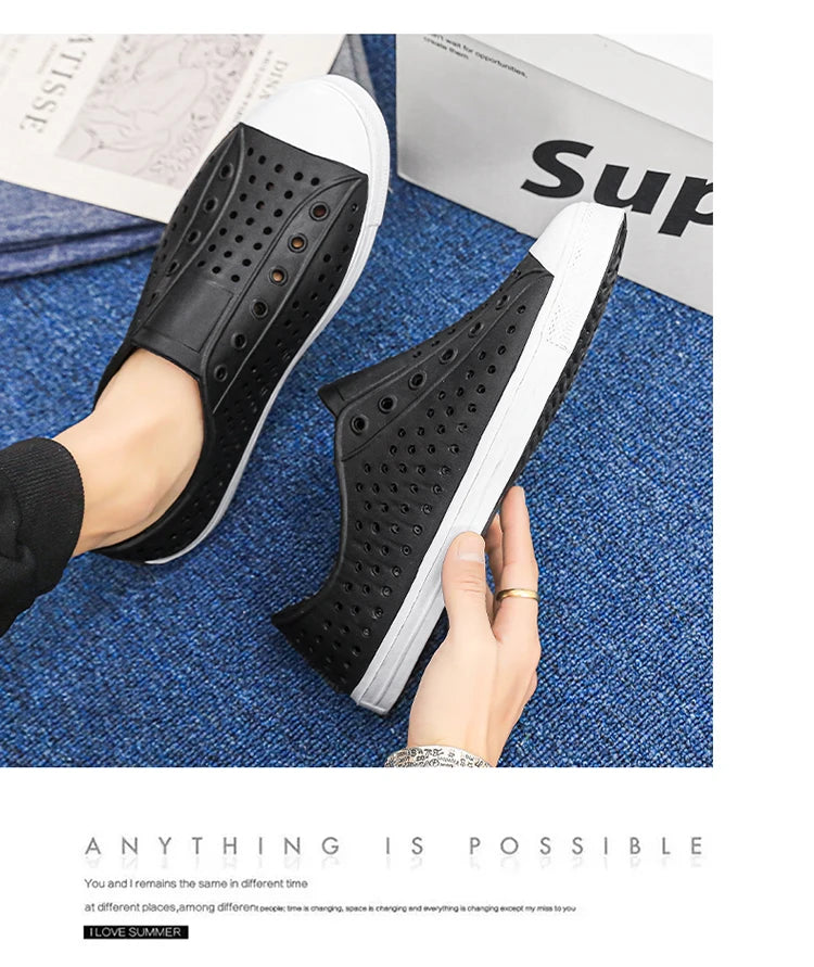New Beach Sandals Men's Anti slip Hole Sandals Work Shoes Summer Garden Shoes Water Shoes Soft and Comfortable Outdoor Shoes