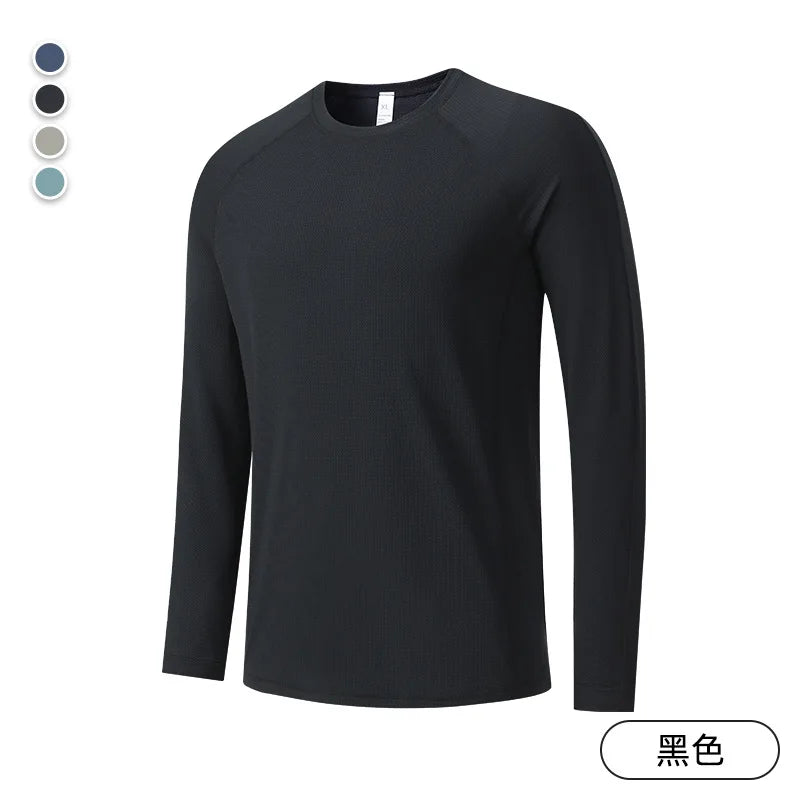 Men's Quick-Dry Breathable Long Sleeve T-Shirt Spring Autumn Thin Workout Top Outdoor Fitness Running Training Thumbhole Cuffs