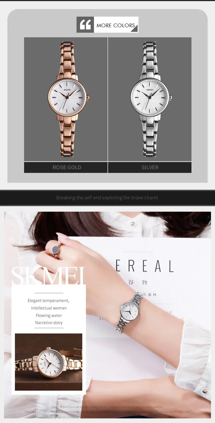 SKMEI 1410 Wrist Waterproof Stainless Steel Women Watches Luxury Montre Femme Quartz Watch Women Fashion Ladies Watches