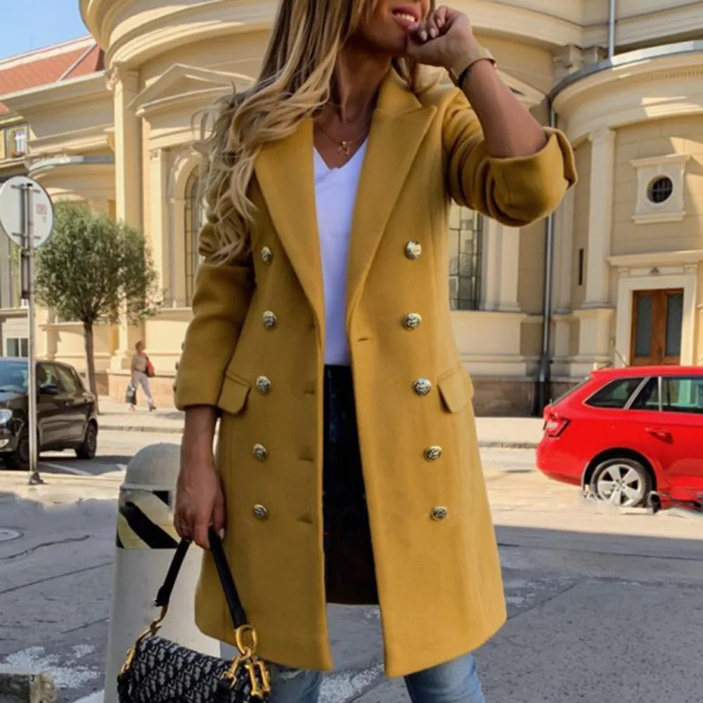 Fashion new women's autumn and winter long thin plus size woolen women's coat coat double breasted thick warm coat winter