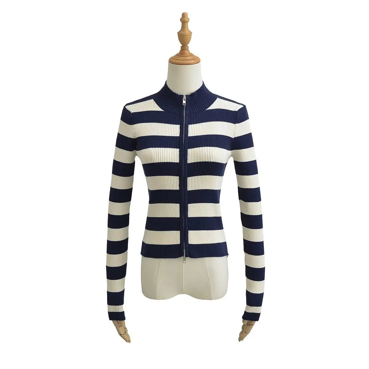 Slim Fit American Style Knitted Cardigan Women's Double Zipper Open Front Pure Desire Autumn Fashion Outerwear BM Style